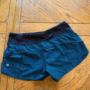 lululemon athletica Teal Patterned Shorts with Blue Waistband